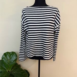 Universal Thread Navy and White Striped Boatneck Blouse - Medium
